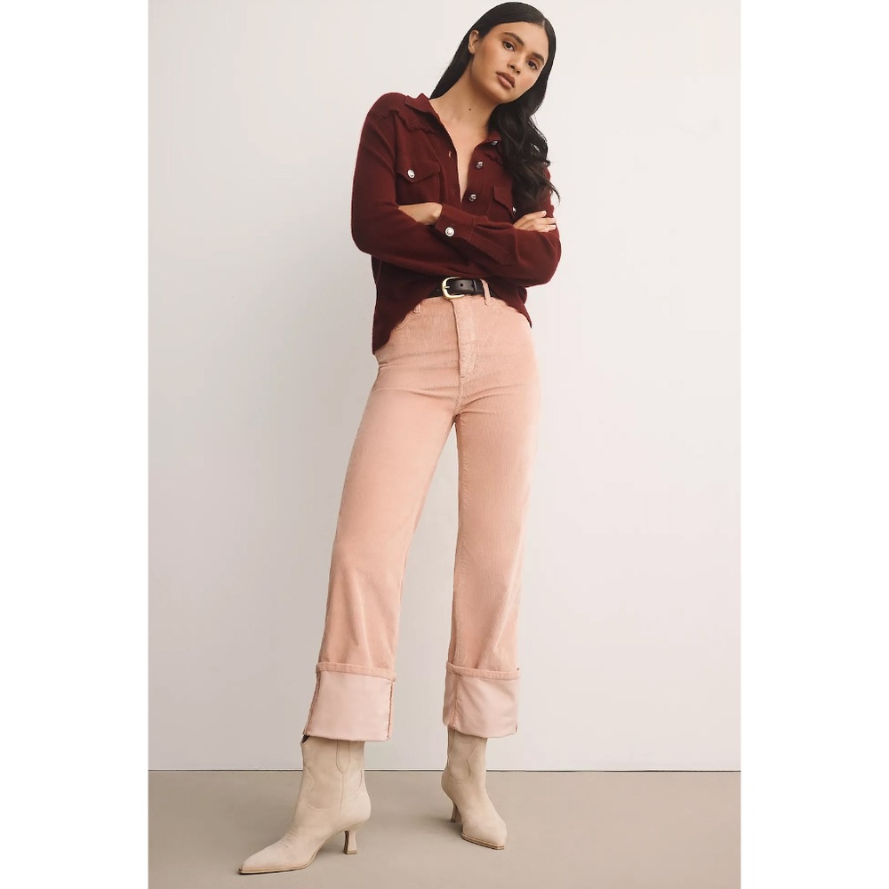 ANTHROPOLOGIE Scotty Cuffed High-Rise Corduroy Jeans - NWT ($148 Retail)